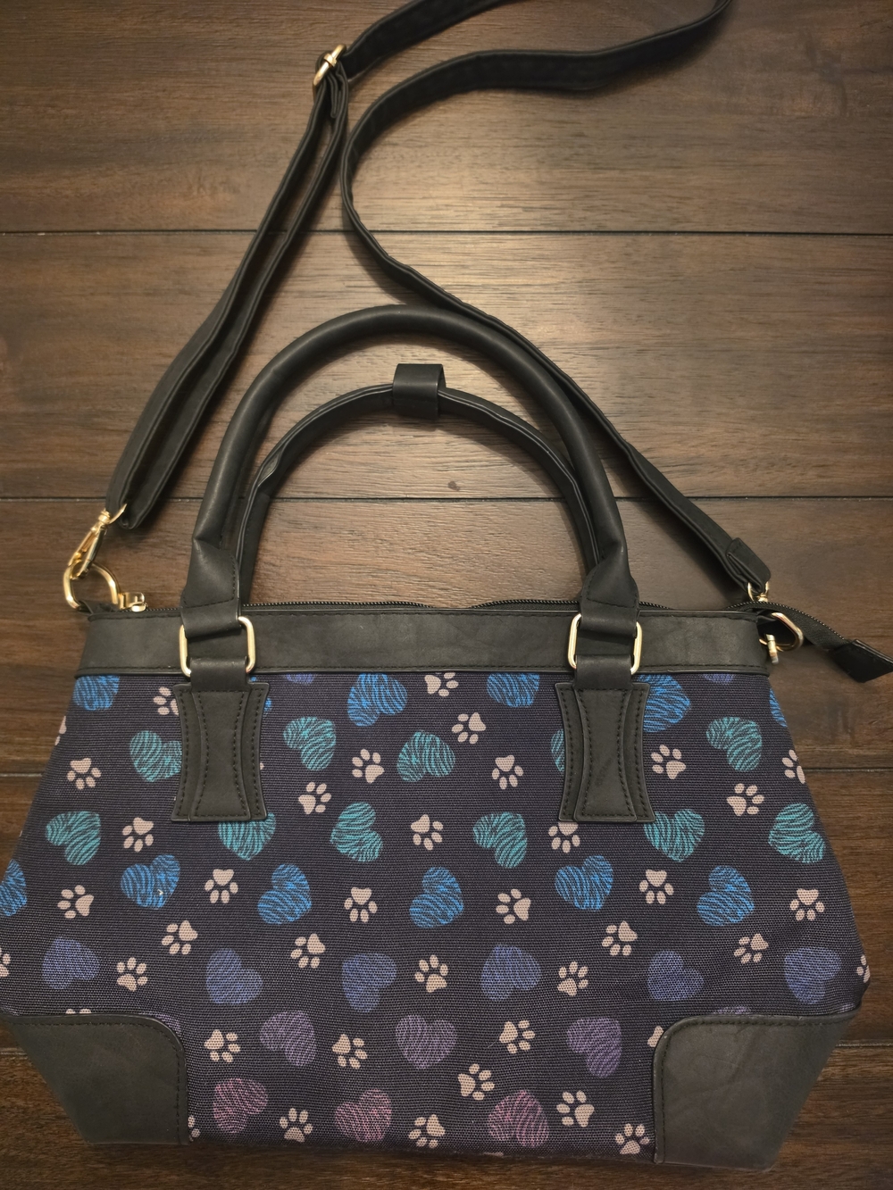 Black Paw Print Tote Bag with Black Trim from The Animal Rescue Site